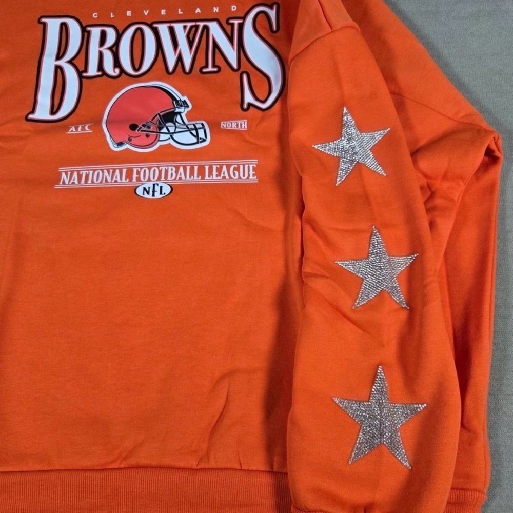 Cleveland Browns NFL Game Couture Oversized Orange Sweatshirt Size Large - Picture 6 of 8